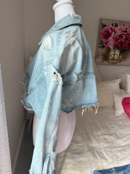Zara Cropped Denim Jacket - Picture 6 of 9